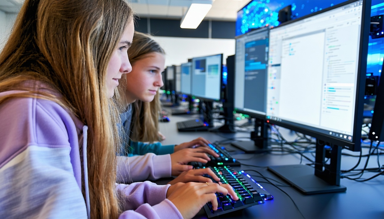 Students using a real-time coding terminal on ZapSkill